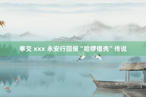 拳交 xxx 永安行回报“哈啰借壳”传说